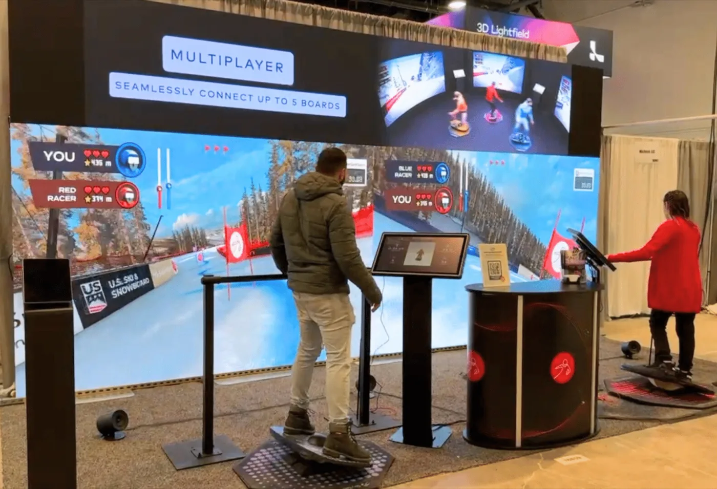 A multiplayer BalancePlay Pro setup connecting several balance boards at an event
